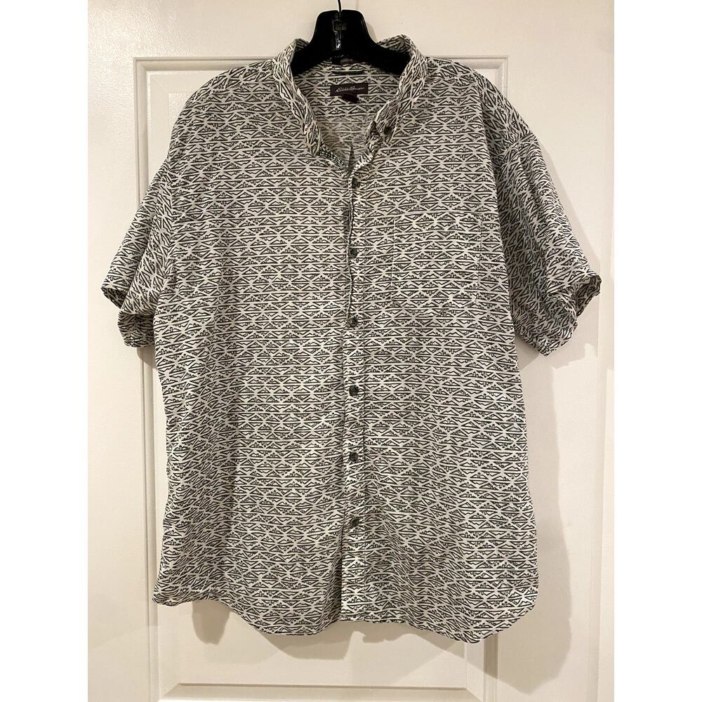 Eddie Bauer Men's Mountain Print Hiking Camping Button Down Shirt XL Cabincore